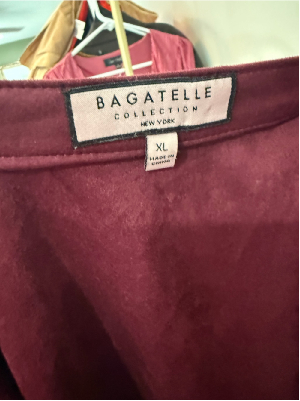 Women's Bagatelle Burgundy Suede Blouse Size XL - Picture 5 of 5